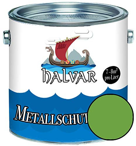 Halvar Metallschutzlack MATT Grün RAL 6000-6037 Metallfarbe besonders robuster Kunstharzlack Wetterbeständig & perfekter Langzeitschutz Metall (1 L, RAL 6018 Gelbgrün)