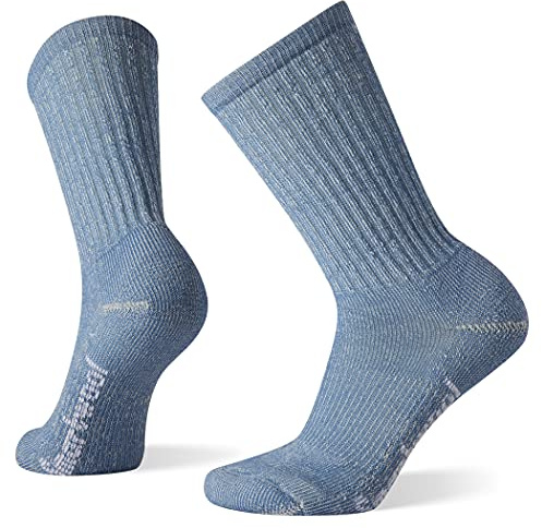 Smartwool Hike Classic Women's Merino Wool Socks, Full Cushioned Hiking & Walking Socks, Crew Fit, Lightweight & Breathable Natural Merino, Ladies - Mist Blue, L