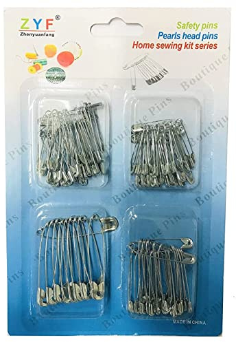 Safety Pins, 100pcs Assorted Size, Clothes Safety Pins, 25mm, 30mm, 35mm, 40mm, Safety Pin