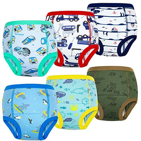 FLYISH DIRECT Töpfchen Trainingshose, 6 Stück Hohle Trainingshose, Atmungsaktiv und Weich Baumwolle Töpfchentraining Trainingshose für Jungen und Mädchen, 110/4T