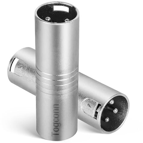 Togconn XLR hane till hane adapter 2-pack, 3-stifts XLR könsväxlarkontakt, kompatibel med mixer, mikrofon, effektförstärkare