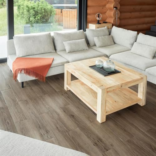 NOVECRAFTO Self Adhesive Floor Planks, Pack of 36, Brown Wood Effect, 1.5mm | Peel and stick floor planks, waterproof, wear-resistant vinyl flooring, 91.4x15.2cm, 5 m² coverage, kitchen & living areas