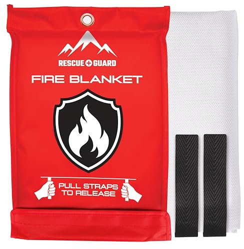 RESCUE GUARD Couverture anti-feu d'urgence – 1 pièce, 101,6 x 101,6 cm, couverture ignifuge en fibre de verre pour la sécurité de la maison, protection rapide et sûre pour votre maison et votre