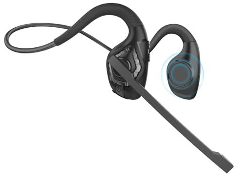 Seflorgo Bluetooth-Headset, Wireless Headset mit Mikrofon Geräuschunterdrückung, Open-Ear-Komfort-Kopfhörer für Telefonate und PC-Meetings, Bluetooth 5.3 Dual-Verbindung, 10 Stunden Arbeitszeit