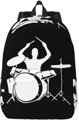 VducK Canvas-Rucksack für Damen und Herren, lässiger Tagesrucksack, Drummer, Wandern, Outdoor-Reisetasche, Schwarz , M