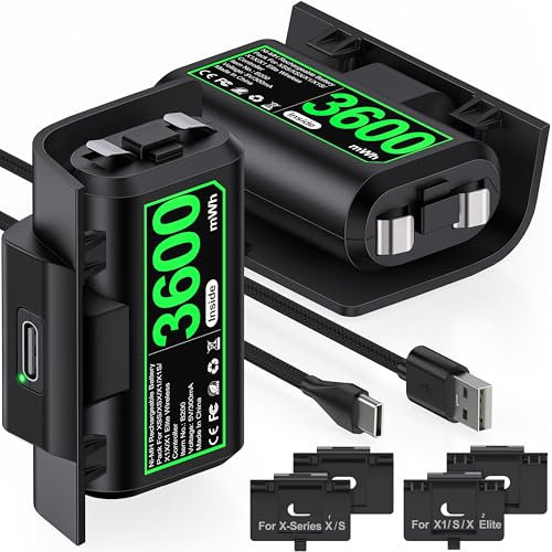 Batería para controlador de Xbox, 2 x 1500 mAh batería para Xbox One/Xbox Series X/S, batería recargable compatible con Xbox One/Xbox Series X/S Elite, batería para accesorios Xbox Series X, carga y