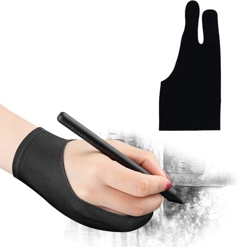 CubePlug Exceptional Anti-Fouling Digital Artist Glove - 1 Pack Two Finger Gloves Perfect for Graphics Drawing, Tablet Pad, Art Creation and More - Compatible for both Left & Right Hand Drawing