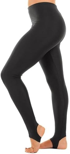 ANZEE Girls Shiny Stirrup Leggings - Children Kids Stretchy Tights for Sports School Dance Ballet Activewear Gymnastics Twirling & Versatile (7-8 P1 Black)