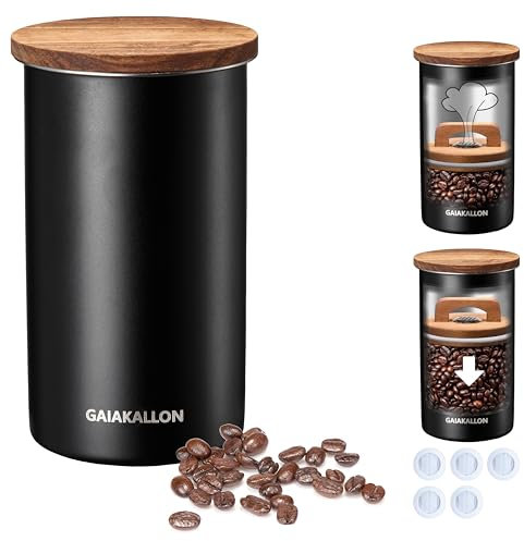 GAIAKALLON Vacuum Coffee Canister, Stainless Steel Airtight Coffee Storage Container, Coffee Container for 12oz Coffee Beans, Coffee Beans Storage, 34 fl.oz