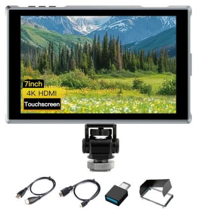 FEELWORLD FW759 Pro de 7 Pulgadas Monitor de vídeo para Campo de cámara con Estuche de Transporte, Pantalla táctil IPS 4K HDMI de 1280x800, ángulo de visión de 178 Grados