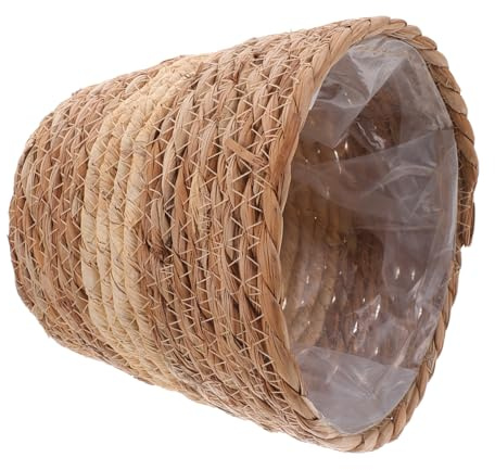 JOINPAYA Cesta de Plantas Tejida a Mano Material de Pasto de Junco y Forro PE, Maceta Decorativa para Jardín en Casa, Fácil de Mostrar y Almacenamiento Elegante