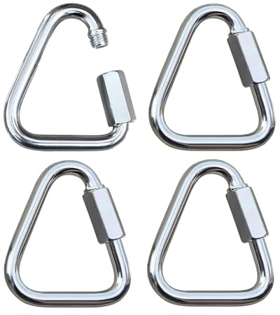 FUGLUS 4 Stück Edelstahl Delta Quick Link Karabinerverschluss Triangle Schraubverbinder Kettenverbinder Strapazierfähige Dreieckkarabiner,Schraubverschluss Karabiner
