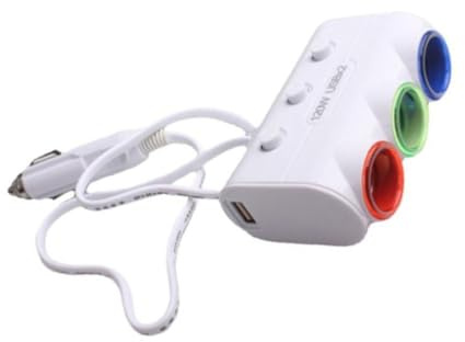 CONGARTENO Caricabatteria Auto con Doppia USB Presa Accendisigari con Interruttore Adattatore Splitter per Smartphone e Dispositivi Digitali Protezione Integrata Compatibile