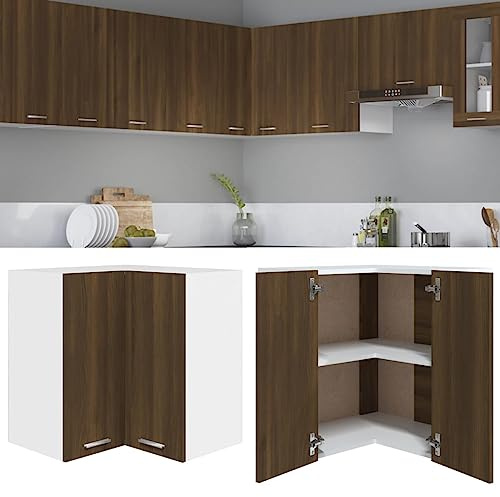 QZZCED Armoire d'angle Suspendue pour Cuisine avec 2 Étages, Grand Espace de Rangement en Bois d'Ingénierie Résistant à l'Humidité, Surface Lisse et Facile