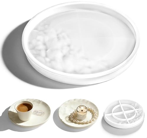 Molde Silicona Manualidades, Kit Resina Epoxi Completo, Molde Resina Epoxi Redondo, Moldes para Resina Epoxi con Textura para DIY Cemento Yeso, 16x16x3 cm