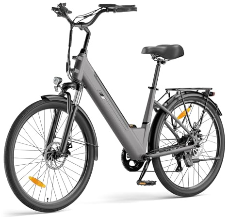 Touroll J2 St Vélos électriques, Autonomie 100KM, Vélo de Trekking avec Moteur 250W 45Nm, Batterie Amovible 561Wh, 26 Vélo Électrique Adulte, E-Bike, vélo électrique Urbain (Gris)