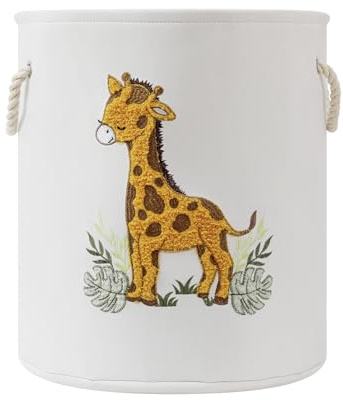 Cesto Portabiancheria per Bambini 58L Grande, Cesta Giochi Bambini Cesto Neonato Cesta Biancheria Sporca, Cestos in Tela con Chiusura a Coulisse, Tema Giungla, Contenitore Portagiochi Safari, Giraffa