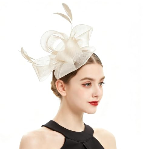 ADUDVLO Elegant Fascinator for Women – Convertible 2-in-1 with Clip & Headband, Soft Feathers & Flowers, Comfortable All-Day Wear for Weddings, Tea Parties & Race Day