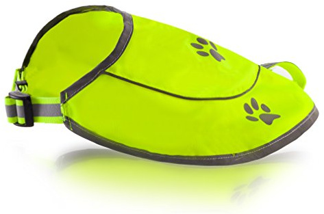 Perro Chaleco reflectante – Chaleco de caza impermeable amarillo de seguridad para mejor visibilidad en día y noche con claps, conectores cómodo tamaño ajustable, tallas XS, S, M, L, XL Color Amarillo