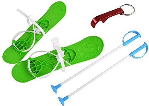 SKI Skier Kinder BINDUNG + Stöcken Kinder-SKI Langlauf 5 Farben 40 cm (Grün)