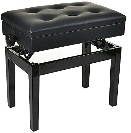 Trintion Pianobank Klavierbank Verstellbare Schwarz Klavierhocker Keyboard (Hoehenverstellbar von 48-58cm Sitzfläche 63 X 34cm) Stabil mit Schwarzem Muster Tragfähigkeit bis 150 Kilogramm