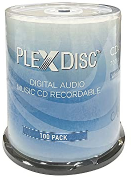 PlexDisc 52x Digital Audio Music CD-R Disc 700MB White Inkjet Printable - 100 PK Spindle (FFP)
