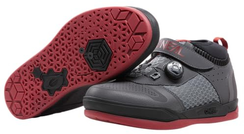 O'NEAL | Scarpe da Mountain Bike | MTB Downhill Freeride | Vegan | SPD Pedal Plate Compatible, Quick Lace System, Breathable | Session SPD V.22 Shoe | Adult | Grey Red | Size 39