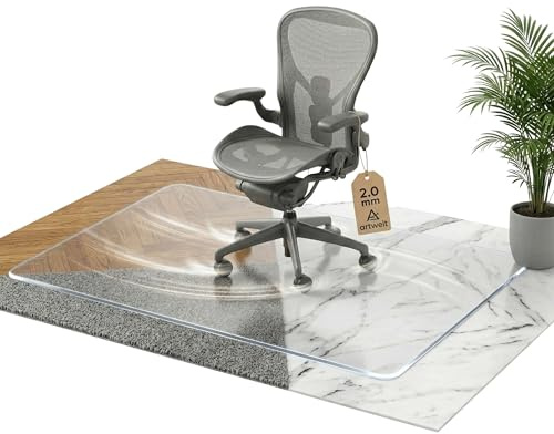 Artwelt Tappetino trasparente per Sedia Office Tappeto 2mm Tappetino Protettivo per Pavimento per Casa e Ufficio Antiscivolo Disponibile in Dimensioni Personalizzate (120cm X 120cm)
