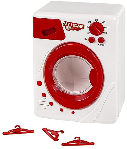 Baroni Toys Jouet pour Enfants Machine à Laver Son et Lumière, Mini Jeu de Machine à Laver avec Piles Incluses, Hublot Ouvrant, 14x18x10 cm, 3 4 5 6 7 Ans
