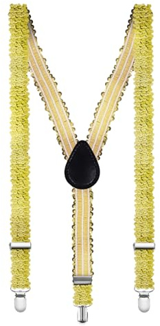 Aomig Tirantes con Lentejuelas, 25mm Tirantes Hombre Mujer, Tirantes para Pantalones Accesorios de Vestuario para Carnaval Fiestas Rave, Jazz y Baile Boda, 56-85cm(Oro)