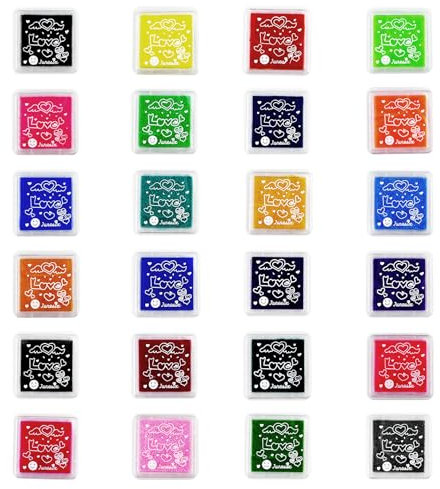 Relota Stempelkissen Set,24 Farben Stempelkissen fingerabdrücke Ungiftig Abwaschbar Stamp Pad für Papier Handwerk Stoff Malerei DIY Geburtstag Geschenk (24 Farben)