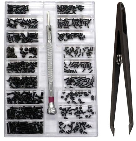 Kit de Réparation Miniature 500 Pièces - Vis Miniatures de Qualité Supérieure, 18 Tailles, Tournevis Cruciforme, Vis à Tête Fraisée et Plate pour Travaux de Précision
