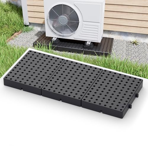 Memrita Spliced Mini Split Pad for Ductless Air Conditioner Heat Pump Systems,Hollow Surface Condenser Pad for Prevent Rainwater Accumulation,35.5x15.5x2 Equipment Pad Ground Leveling Support Base