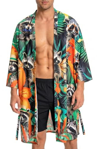 OLAOLA Accappatoio Uomo Leggero Kimono Accappatoio Comodo Lungo Morbido Microfibra Accappatoio Uomo e Donna Unisex Asciugatura Rapida Accappatoio (Procione, S)
