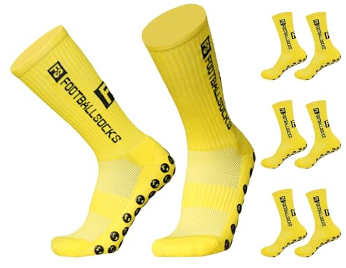 SHRADS Calcetines Futbol, Calcetines Futbol Hombre, Calcetines Antideslizantes Futbol, Para Fútbol, Baloncesto y Running (FR/ES, Números, 39, 47, Regular, Regular, Amarillo)