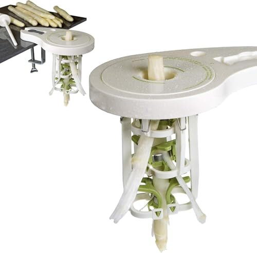 CMBJXL Éplucheur d'asperges, éplucheur spécial avec 6 Lames de précision, Couteau à éplucher spécial pour Asperges, Pince en Spirale et Pilon, éplucheur d'asperges Manuel, Non électrique