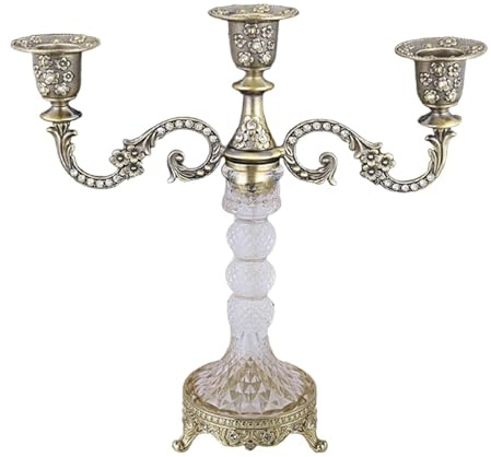 Sharplace Bougeoir à 3 Bras, candélabre, Design rétro, Accessoire Photo, Support pour Bougies, Chandelier pour Bar, Mariage, Chambre à Coucher, décoration de la, Bronze