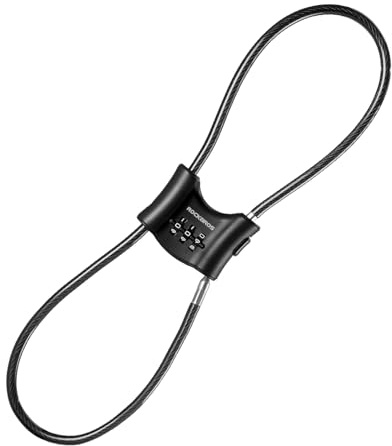 ROCKBROS Bike Lock (0.67m/2.2FT), 3-Digit Codes Resettable Combination Cable Lock,for Motorcycle, Mountain Road Bike, Helmet,(Black).