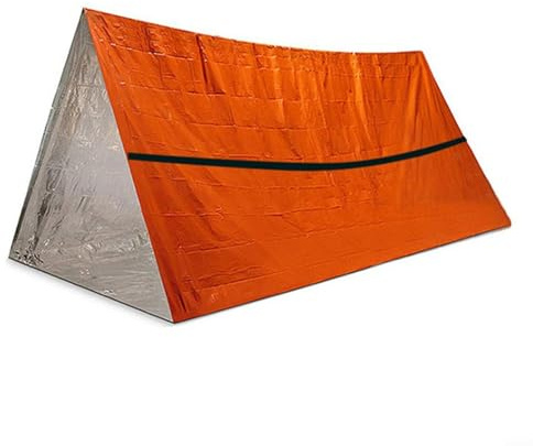 Yhenlovtt Survival Tent with Whistle, Waterproof Lightweight Outdoor Sleeping Bag for Camping, Hiking and Picnic, Orange Reflective First