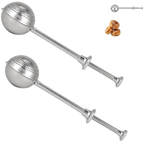 Goktvai 2 Espolvoreadores de Azúcar Glas, Tamiz de Harina Acero Inoxidable Herramienta Repostería Doble Función con Mango Resorte para Espolvorear Azúcar Glas Cacao Harina y Especias