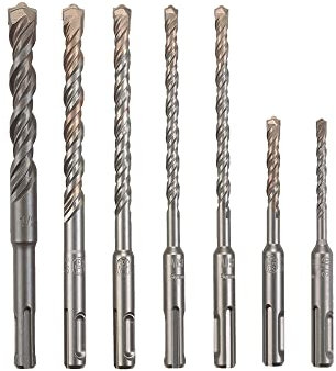 Bosch Professional Juego de 7 brocas de martillo giratorio SDS-plus con punta de carburo con caja de almacenamiento HCK001, gris