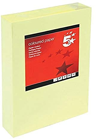 5 Star Coloured Copier Paper Multifunctional Ream-Wrapped 80gsm A4 Medium Yellow [500 Sheets]