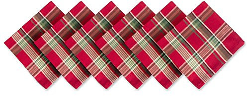 DII Juego de servilletas cuadradas de Tela navideña, algodón, Cuadros Rojos Tango