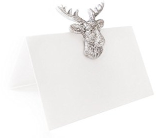 Logbuch-Verlag 20 edle Weihnachten weiße Tischkarten mit Hirsch Geweih silber Hochzeit Namensschilder festlich