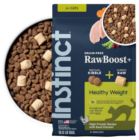 Instinct Raw Boost Healthy Weight, Natural Dry Cat Food with Freeze Dried Pieces, Grain Free Recipe - Real Chicken, 10 lb. Bag