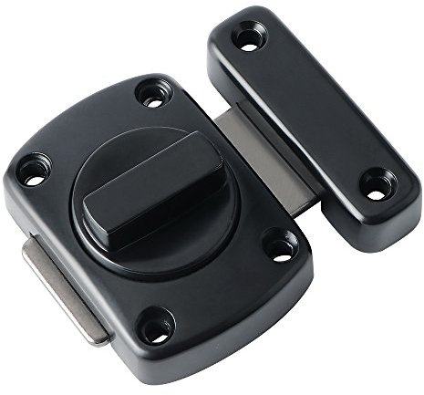 Sayayo Bathroom Latch Rotate Bolt Gate Latch Door Lock, Matte Black, 55x56MM, EMS220U-B