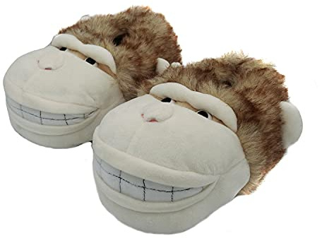 Onmygogo Fuzzy Winter Animal Slippers for Men and Women (Monkey, size 7-9)