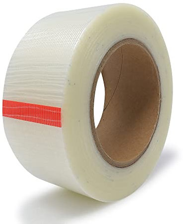gws Filament-Klebeband, extra starkes Packband in Profi-Qualität, Gewebeband in Längsrichtung glasfaserverstärkt, Dicke: 120 μm (1 Rolle 50 mm, Kreuzverstärkt Premium) rückstandsfrei entfernbar.