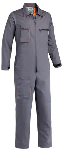 Yukirtiq Herroveraller mekaniker arbete jumpsuit flera fickor overaller långärmad arbetskläder overall, Grå, XS