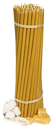 Diveevo Bienenwachskerzen №20 Kirchenkerzen 50 Stk. | 100% Reine Bienenwachskerzen | Orthodoxe Ritualkerzen | L-30,5cm | 180 Min | Rauchfrei Tropffrei | Gebet Meditation Ostern